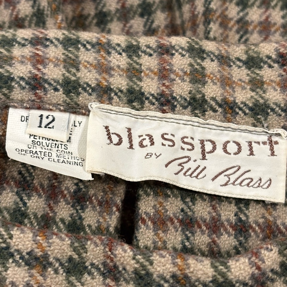 80s BILL BLASS BLASSPORT OUTER HEBRIDES OF SCOTLAND PLAID PLEATED MIDI SKIRT 12 - Picture 6 of 7